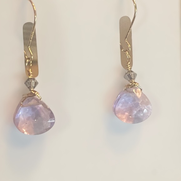 Natural pink amethyst briollete earrings - Picture 1 of 3